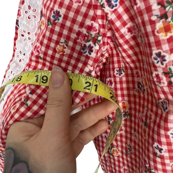 Handmade Gingham Country Top Full Length Skirt Bonnet Set Large - Picture 7 of 9